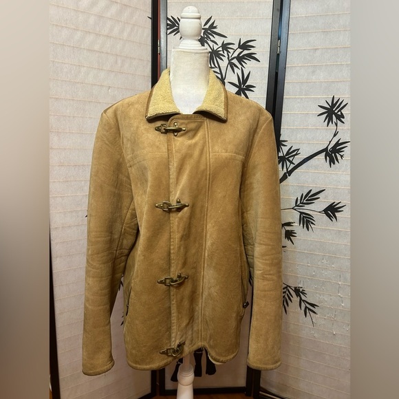 Micheal Kors Leather Coat Womens size large Tan color - Picture 12 of 16